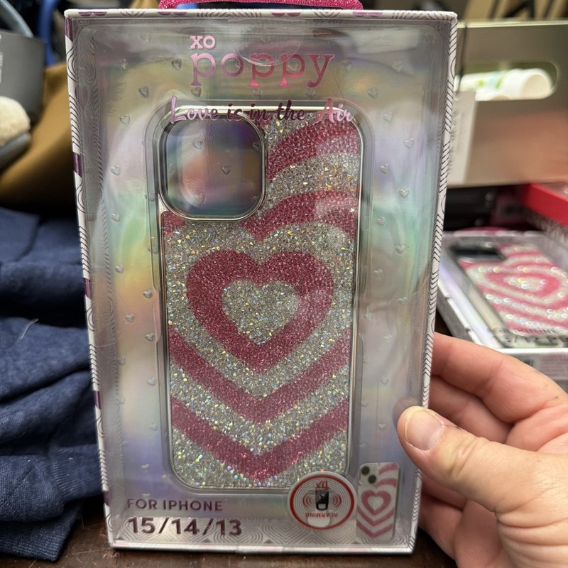 XO Poppy Love is in the Air Hearts Protective Phone Case Iphone 15/14/13