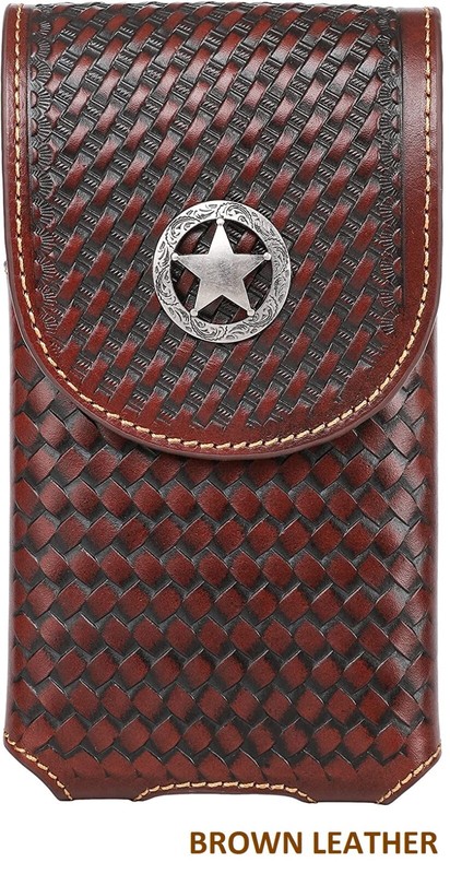 7″ LONESTAR WESTERN LEATHER POUCH BELT LOOP CELL PHONE HOLSTER CASE UNIVERSAL