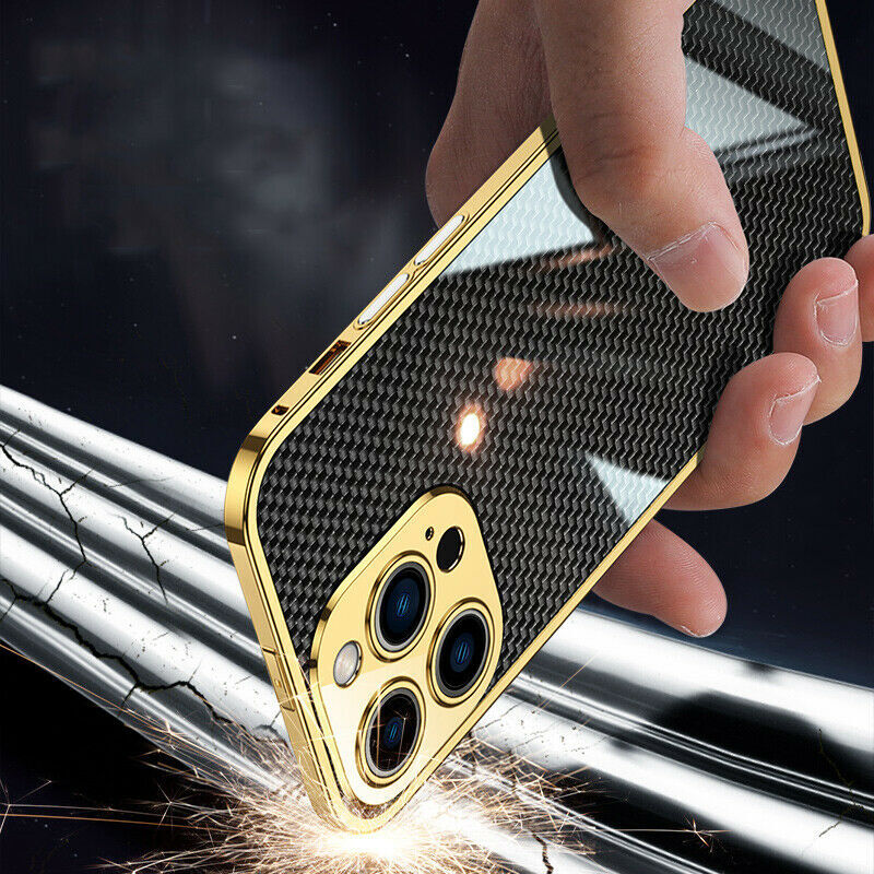 For iPhone 13 12 11 Pro Max Shockproof Metal Hard Carbon Fiber Luxury Case Cover gallery