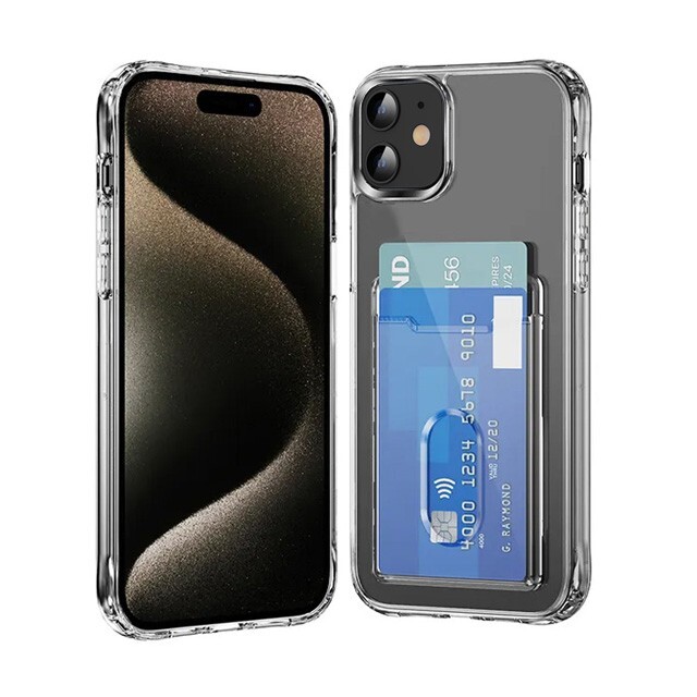PC TPU Clear Card Holder Case for iPhone 12/12 Pro