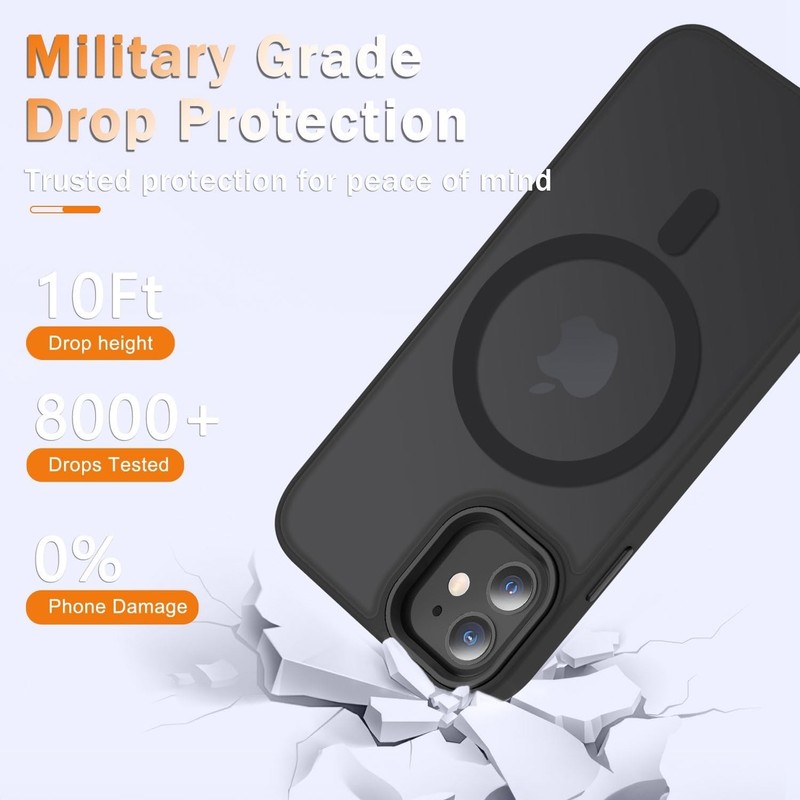for iPhone 12 Case, 12 Pro with 1 Screen Protector, Matte Black gallery