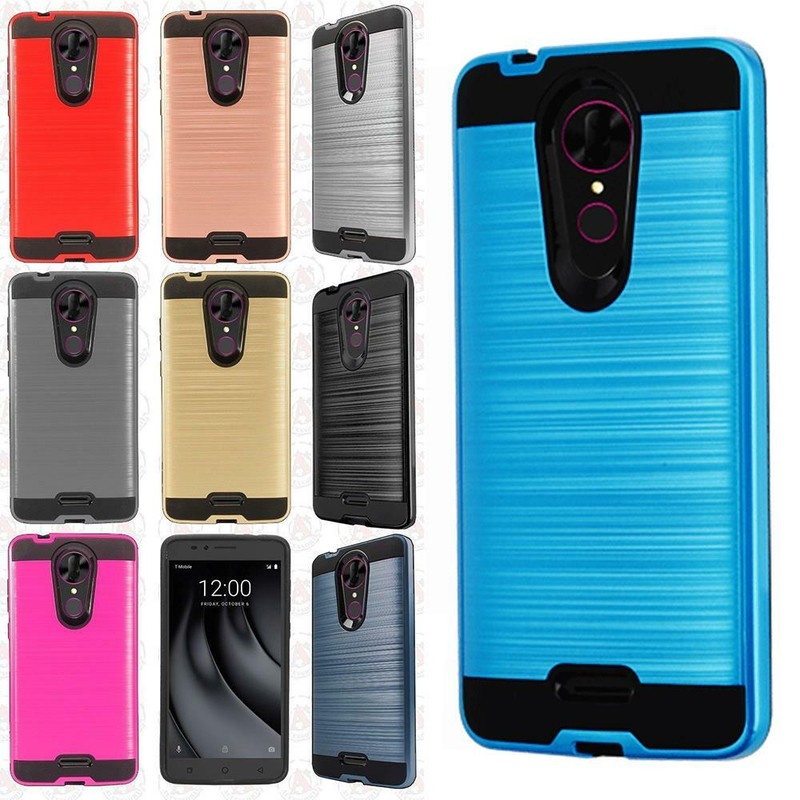 For TMOBILE REVVL PLUS (6 inch) Case Hybrid Brushed Metal Phone Cover Accessory