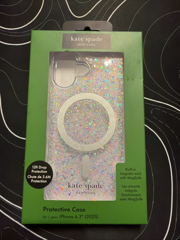 Kate Spade Clear MagSafe Case for iPhone 17 – Chunky Glitter