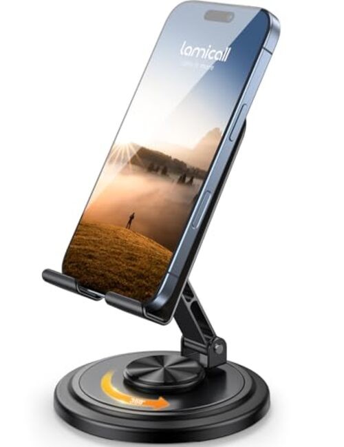 Cell Phone Stand for Desk - [360° Rotation] Sturdy Adjustable Desktop Black gallery