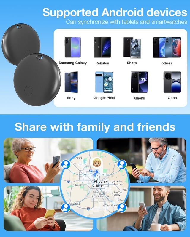 Bluetooth Item Locator - 4-Pack Android Tracker Tags with Real-Time Tracking gallery