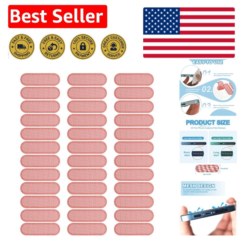 Thin and Light 40 Pcs Phone Dustproof Stickers – Red Speaker Covers 0.87″x0.28″