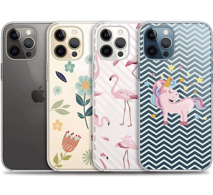 iPhone 12/ iPhone 12 Pro Case for Girls/Women/Men, 4 Pack Flamingo Unicorn Clear