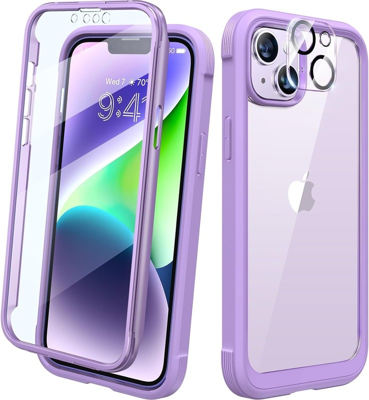 iPhone 14 Case, Full Body Rugged Case with Built-in Touch Sensitive Anti-Scratch