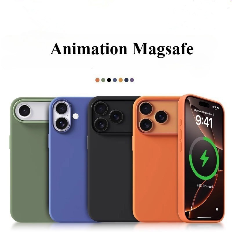 For iPhone 17 Pro Max 17 Pro Magsafe Case Liquid Silicone Logo Cover & Animation gallery