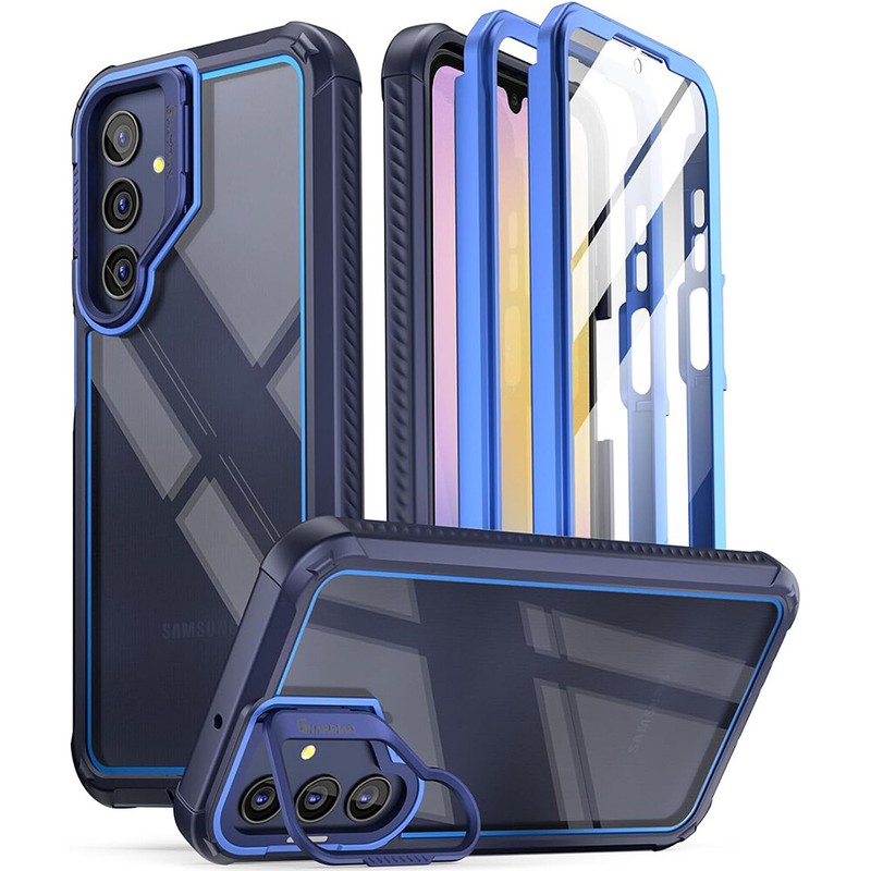 For Samsung Galaxy A25 5G Case Poetic with Built-in Screen Camera Stand Blue