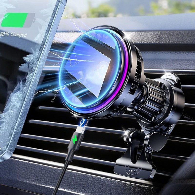 for MagSafe Car Mount Charger, TEC & Fan Dual Cooling Magnetic Wireless Car C…