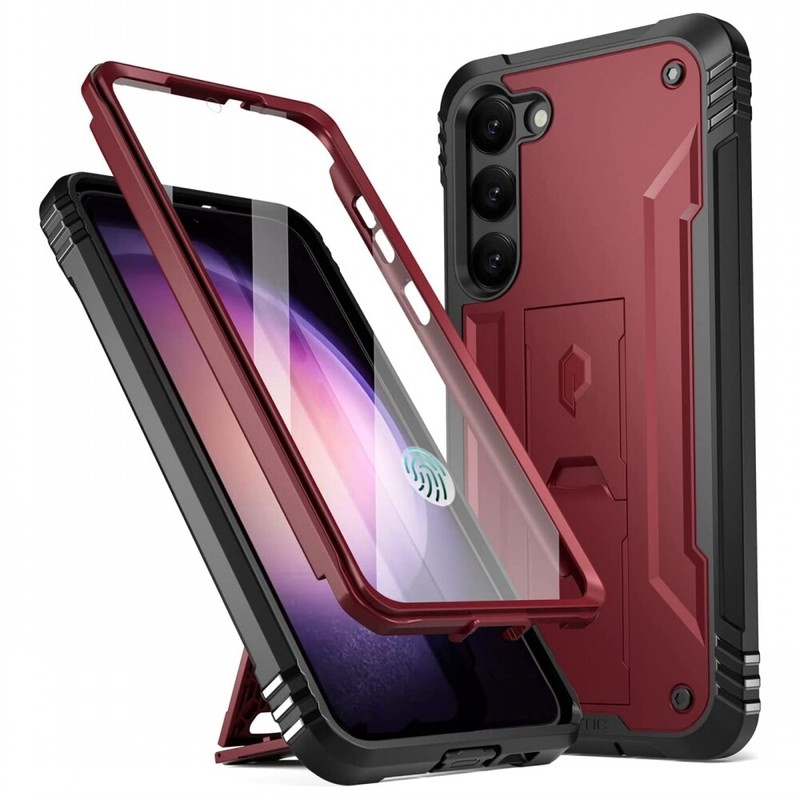 For Samsung Galaxy S23 Case Poetic Rugged Shockproof Kickstand Cover Maroon Red