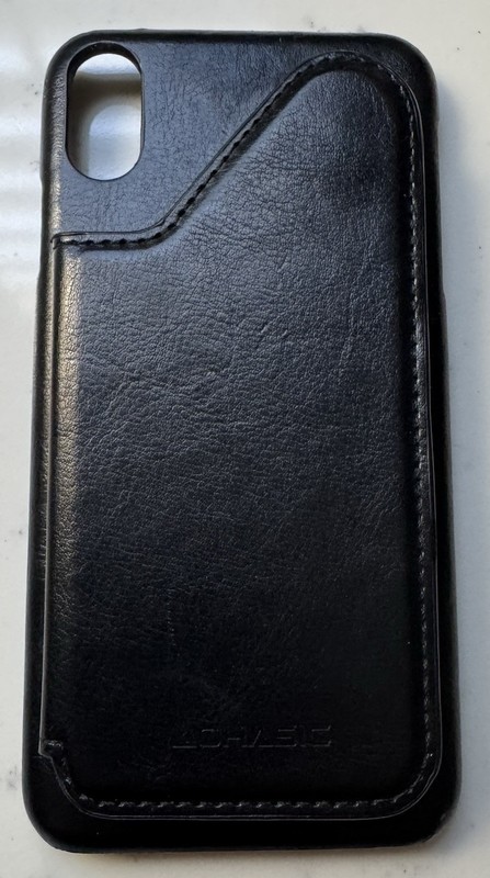 Black IPhone X Max faux leather flip out wallet case with snaps