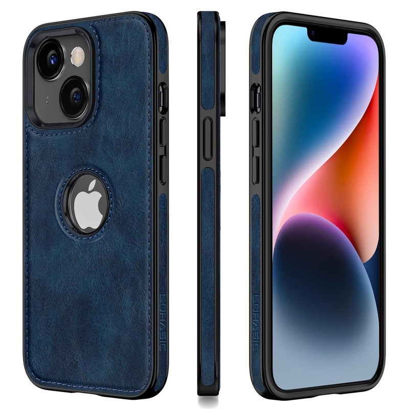 for iPhone 14 Plus Case Leather – Slim Minimalist PU Cover with Logo Cutout, …
