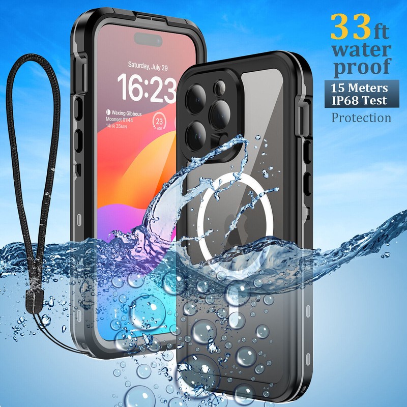 For iPhone 15 14 13 Pro Max Waterproof Mag Safe Case Cover with Screen Protector