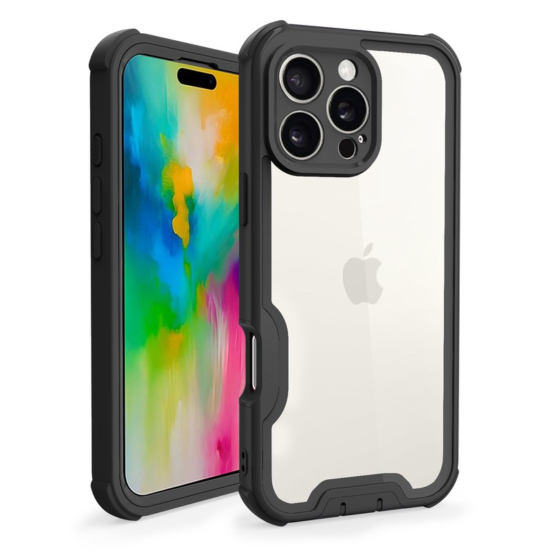 For iPhone 16 Pro Max 15 14 13 12 11 Shockproof Rubber Case Clear PC Back Cover
