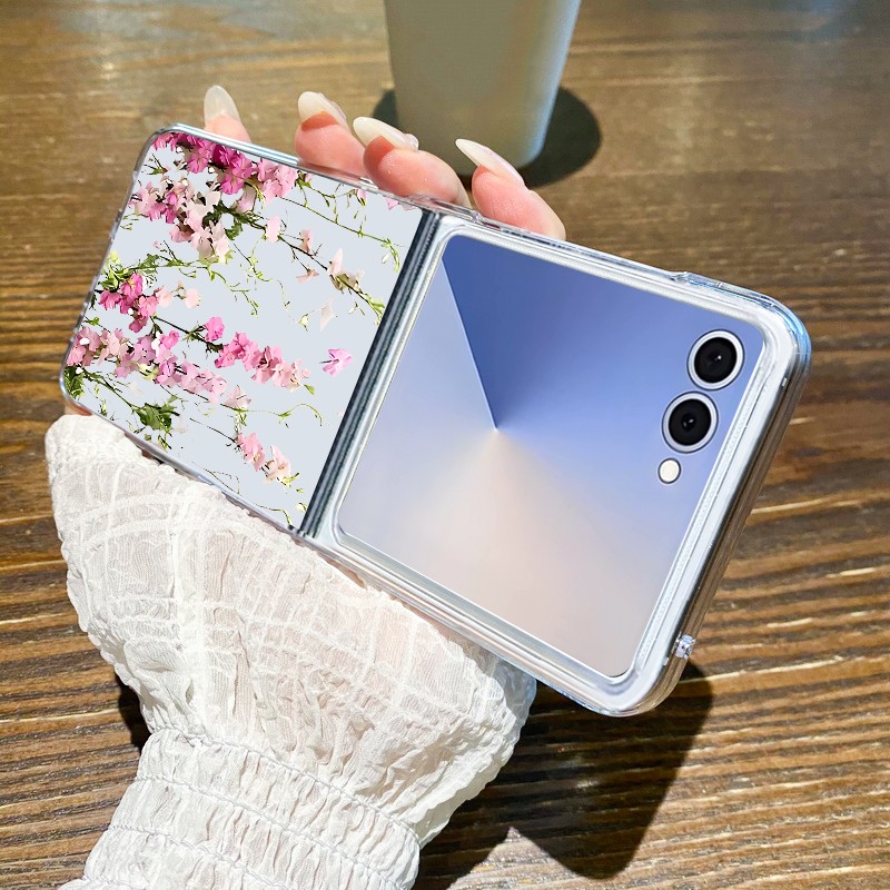 For Samsung Galaxy Z Flip7 FE Flip6 Flip5 4 Flower Clear Hard Folding Case Cover gallery