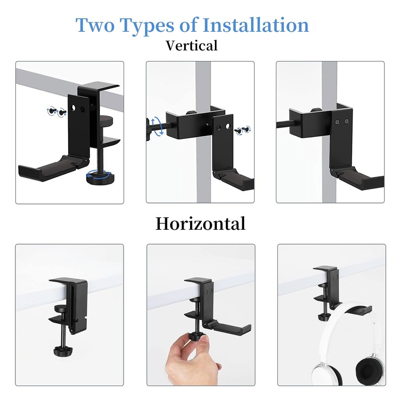 Aluminum Headphone Stand Hanger Foldable with Cable Organizer Headset Holder,... gallery