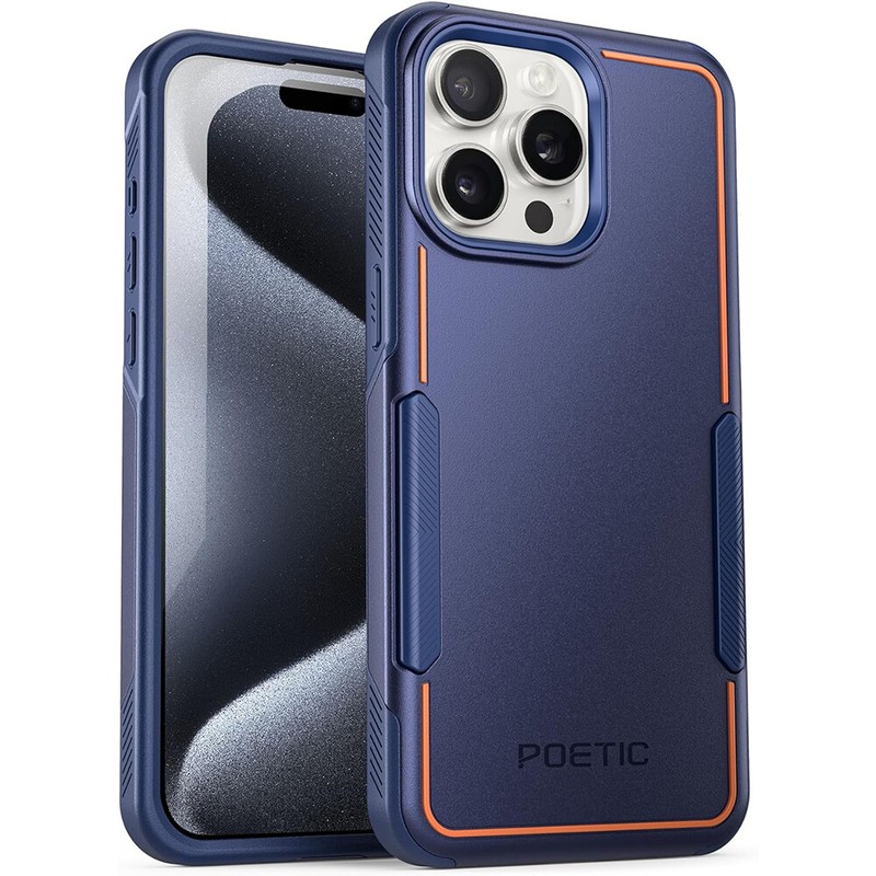 Slim Case For iPhone 15 Pro Dual Layer Heavy Duty Shockproof Cover Navy Blue