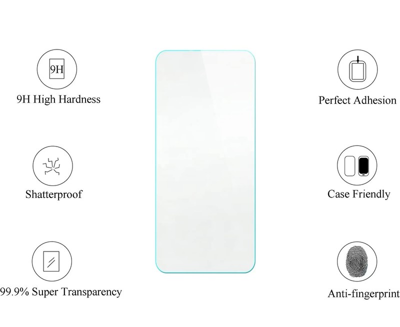 A67L Phone Case with Tempered Glass, Ring Support, 2MM Thick, Black Cover gallery