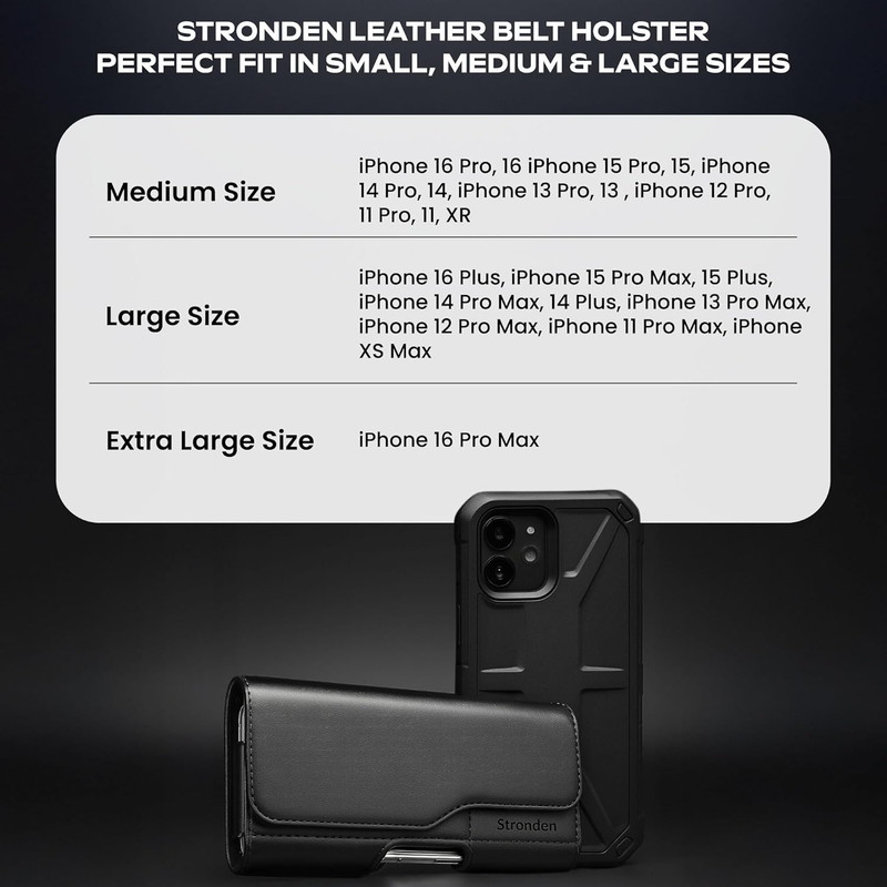 Holster for Iphone 15, 15 Pro, 14, 14 Pro, 13, 13 Pro, 12, 12 Pro, 11, XR - Lea gallery