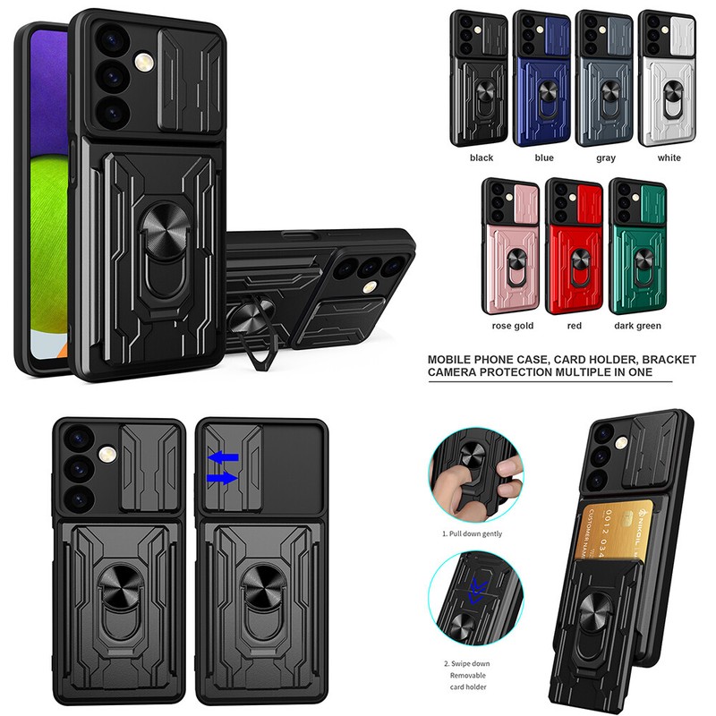 Card Ring Stand Slide Camera Shockproof Case For Samsung Galaxy S24Ultra S23 S20