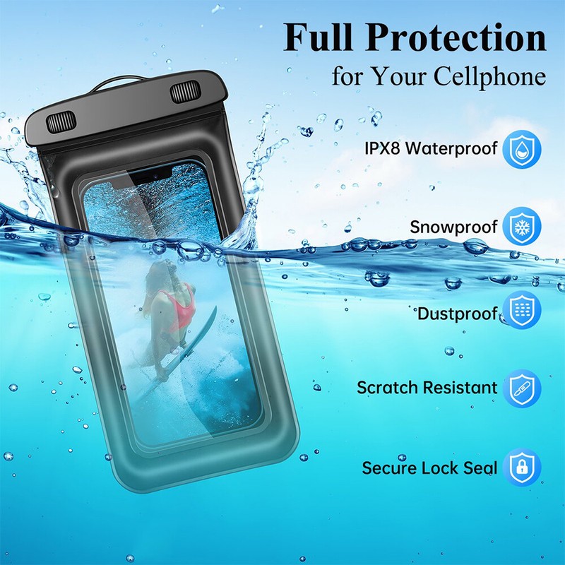 2Pack Floating Waterproof Cell Phone Pouch Dry Bag Case Cover For iPhone Samsung gallery