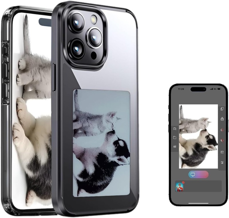 NFC Smark Ink Screen Case for iPhone 16 15 14 13 DIY Display Imaging Grey/Black gallery