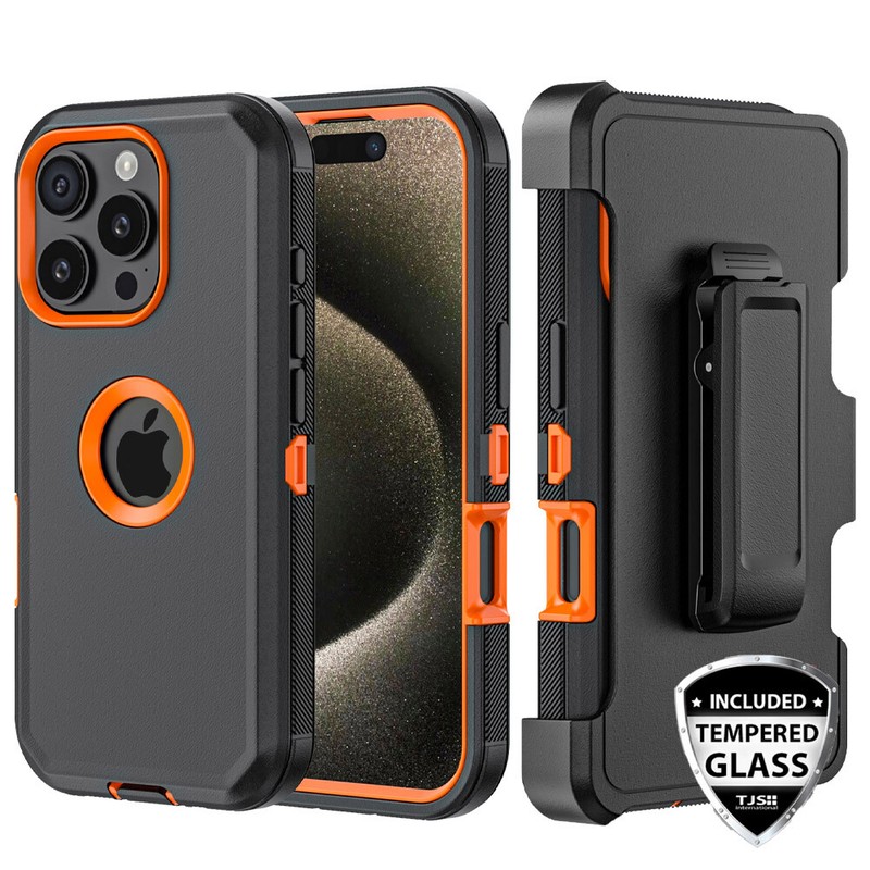 For iPhone 16 Pro/16 Plus/16 Pro Max Case+Tempered Glass+Belt Clip Fits Otterbox