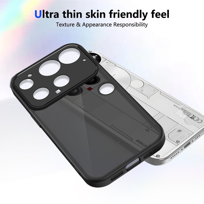 For Nothing Phone (3), Matte Semi-transparent Black Hybrid Shockproof Cover Case