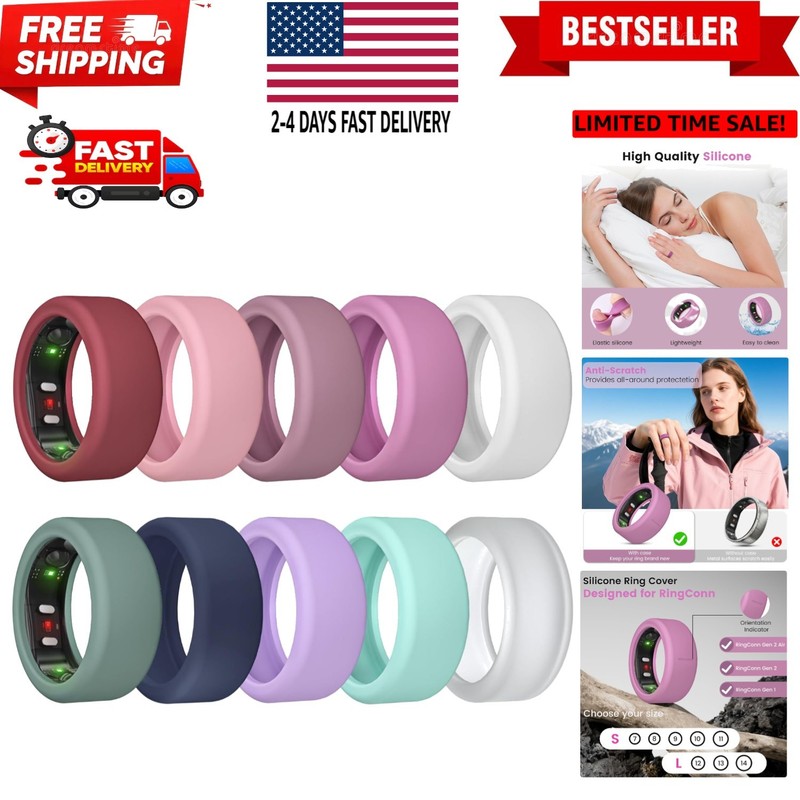 10 Pack Ring Cover for RingConn Gen 2, Elastic Silicone Ring Protector for Ri…