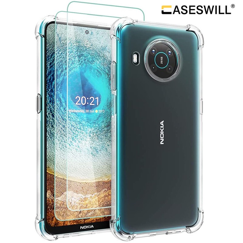For Nokia X10 X20 Case Slim Clear Shockproof Soft TPU Cover + Screen Protector