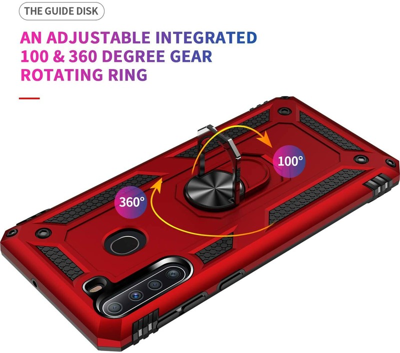 For Samsung Galaxy A21 Case Magnetic Ring Stand Cover + Tempered Glass Protector gallery