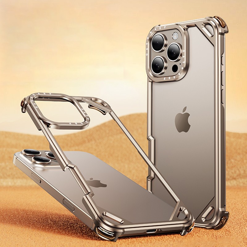 For iPhone 17 Pro Max Air 17 16 15 Pro Minimalist Shockproof Metal Bumper Case