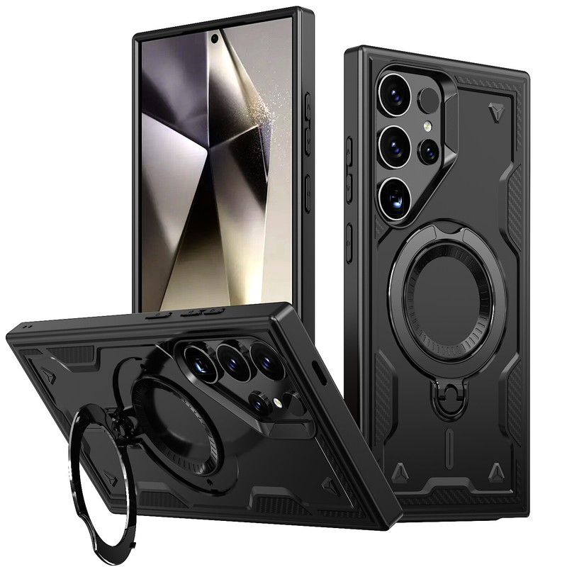 Mag Safe Magnetic Ring Stand Case For Samsung Galaxy S25 Ultra S24 Rugged Cover