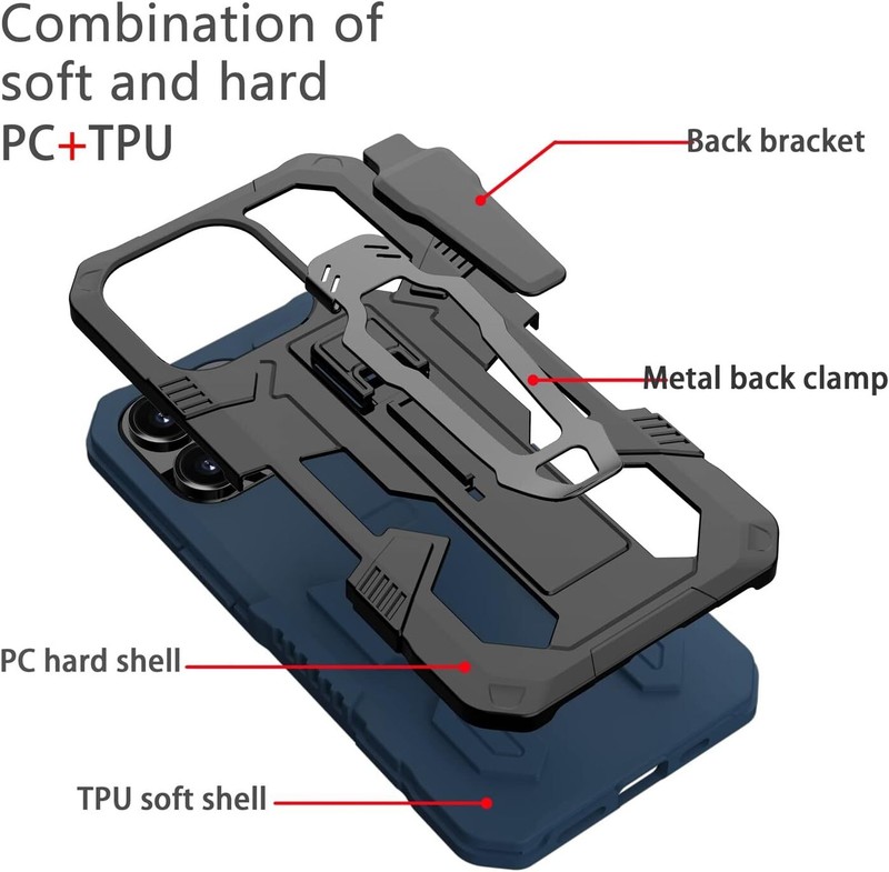 For iPhone 13 Pro Max Mini Case , Kickstand Cover + Tempered Glass Protector gallery