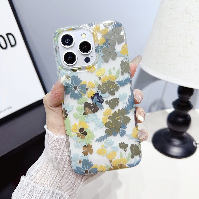 For iPhone 16 Pro Max 15 14 13 12 11 Pattern Flower Clear Slim Phone Case Cover gallery