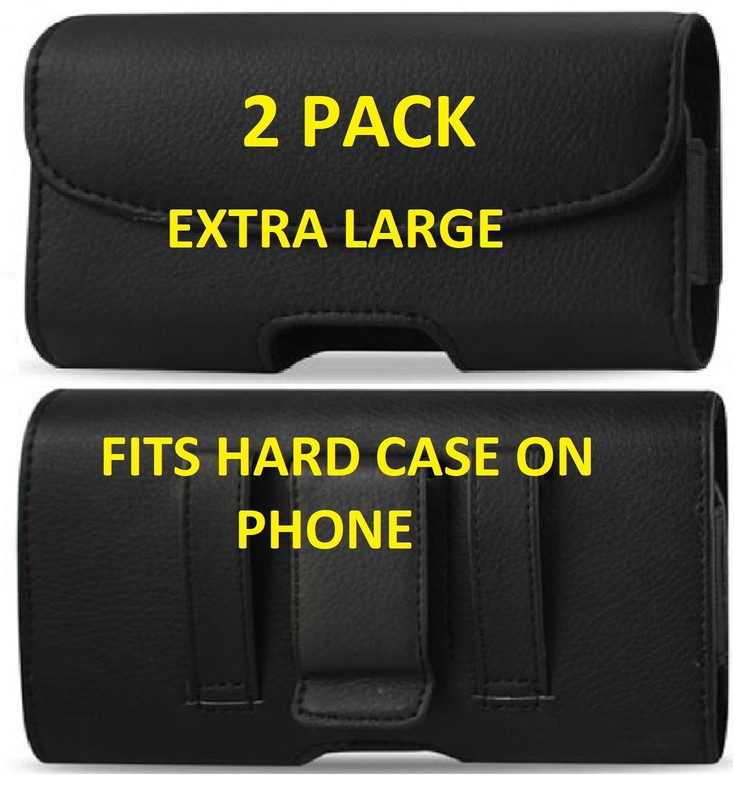 2 PACK XL Black Leather Pouch Holder Belt Clip Loop Holster For MOTOROLA Phones