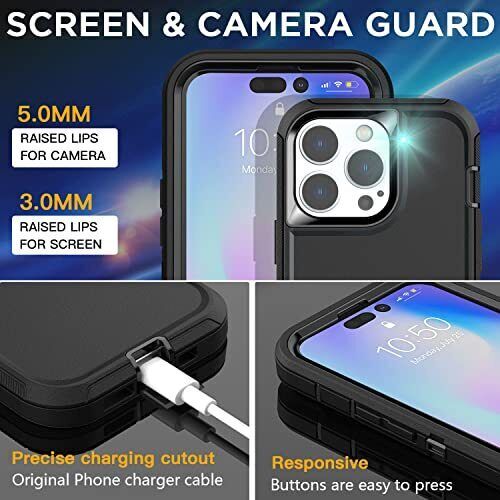 Black For iPhone 15 15 Plus Pro Max Shockproof Defender Case Cover w/ Belt Clip gallery