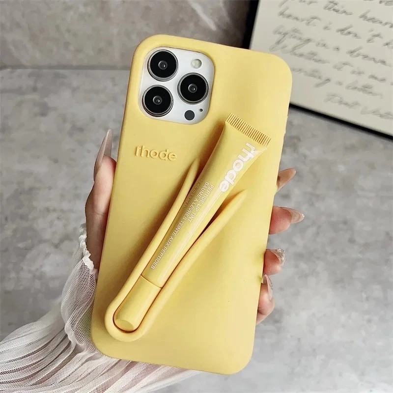 Rhode “Summer Lip Gloss” & 3D Silicone Case For iPhone 17 Pro Max 16 15 14 13 12