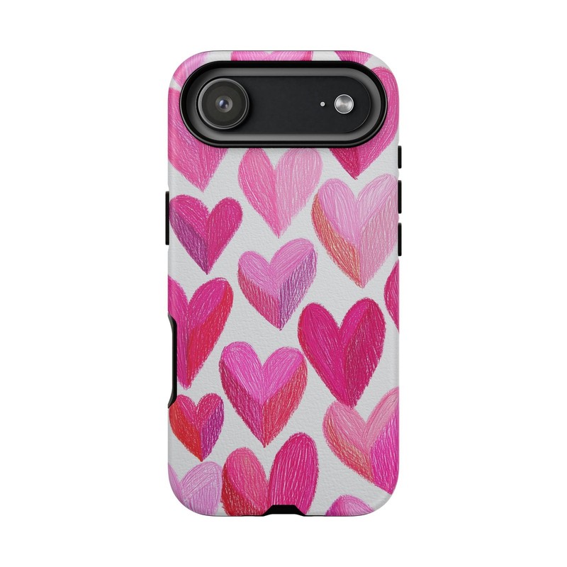 For iPhone Galaxy Pixel | Pink Love Hearts Case | Lifetime Warranty
