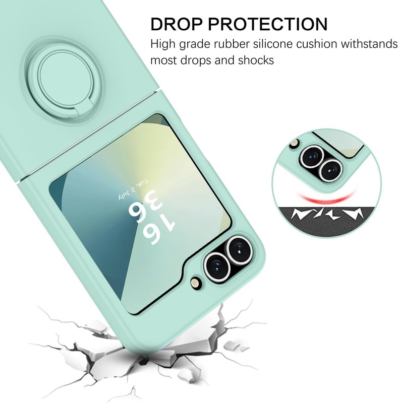 For Samsung Galaxy Z Flip 7 6 5 4 3 Silicone Rubber Bumper Case with Ring Holder gallery