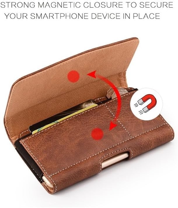 For Apple PRO MAX Phones iPhone 17, 16, 15, 14, 13 Pro Max Brown Leather Pouch gallery