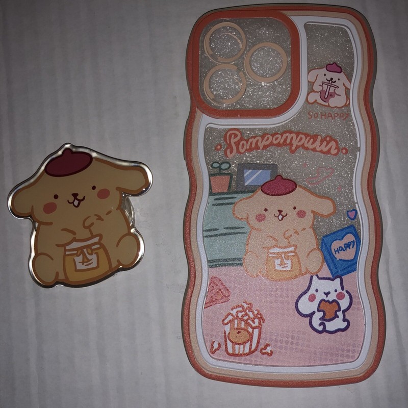 Pompompurin iPhone 13 Pro Case Cute Cartoon Kawaii With Grip Holder