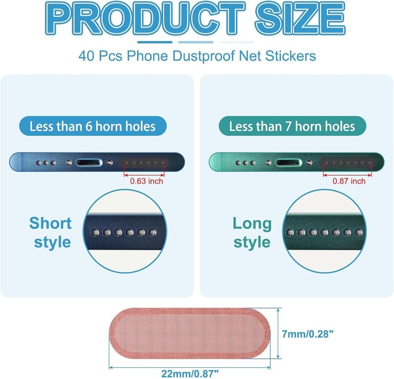 Thin and Light 40 Pcs Phone Dustproof Stickers - Red Speaker Covers 0.87"x0.28" gallery