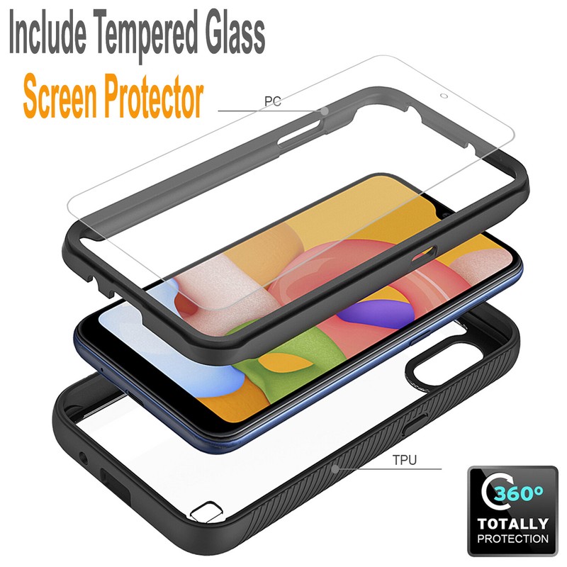For Samsung Galaxy A21 Phone Case Cover Shockproof + Tempered Glass Protector gallery