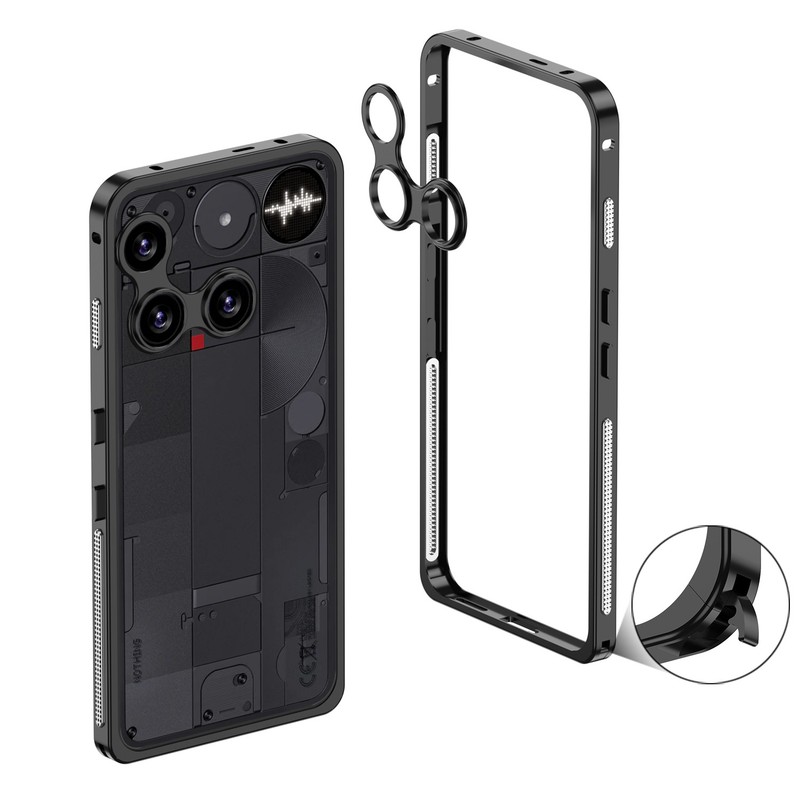 For Nothing Phone (3), Luxury Metal Aluminum Hippocampus Buckle Frame Cover Case