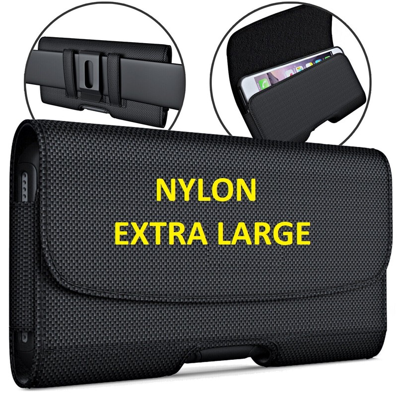 iPhone 17/16/15/14 Pro XR Nylon Cell Phone Belt Holder Holster Case w/Clip Pouch