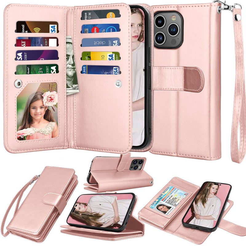 For iPhone 16 Pro Max 15 Plus 14 13 Pro Case Wallet with Card Holder Phone Cover