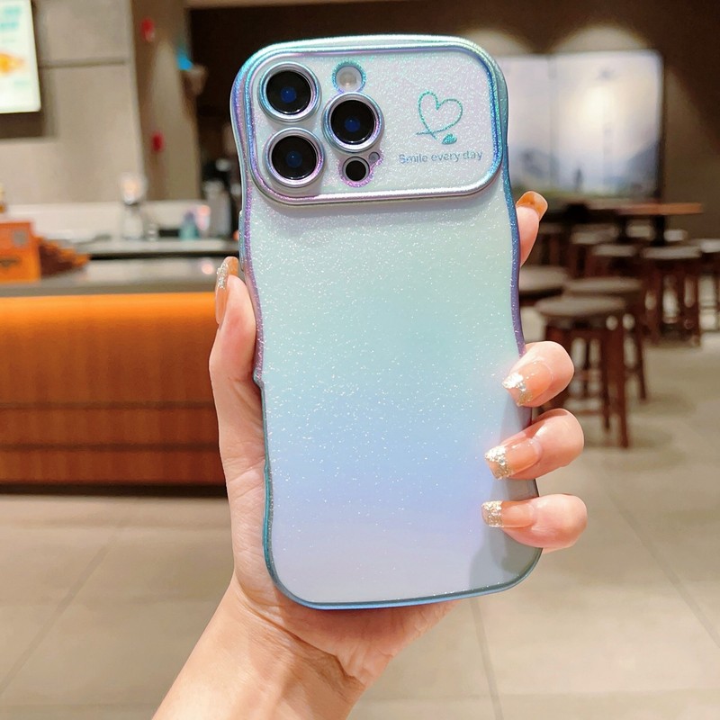 For iPhone 17 Pro Max 16 14 13 12 Plating Glitter TPU Curly Wave Frame Slim Case